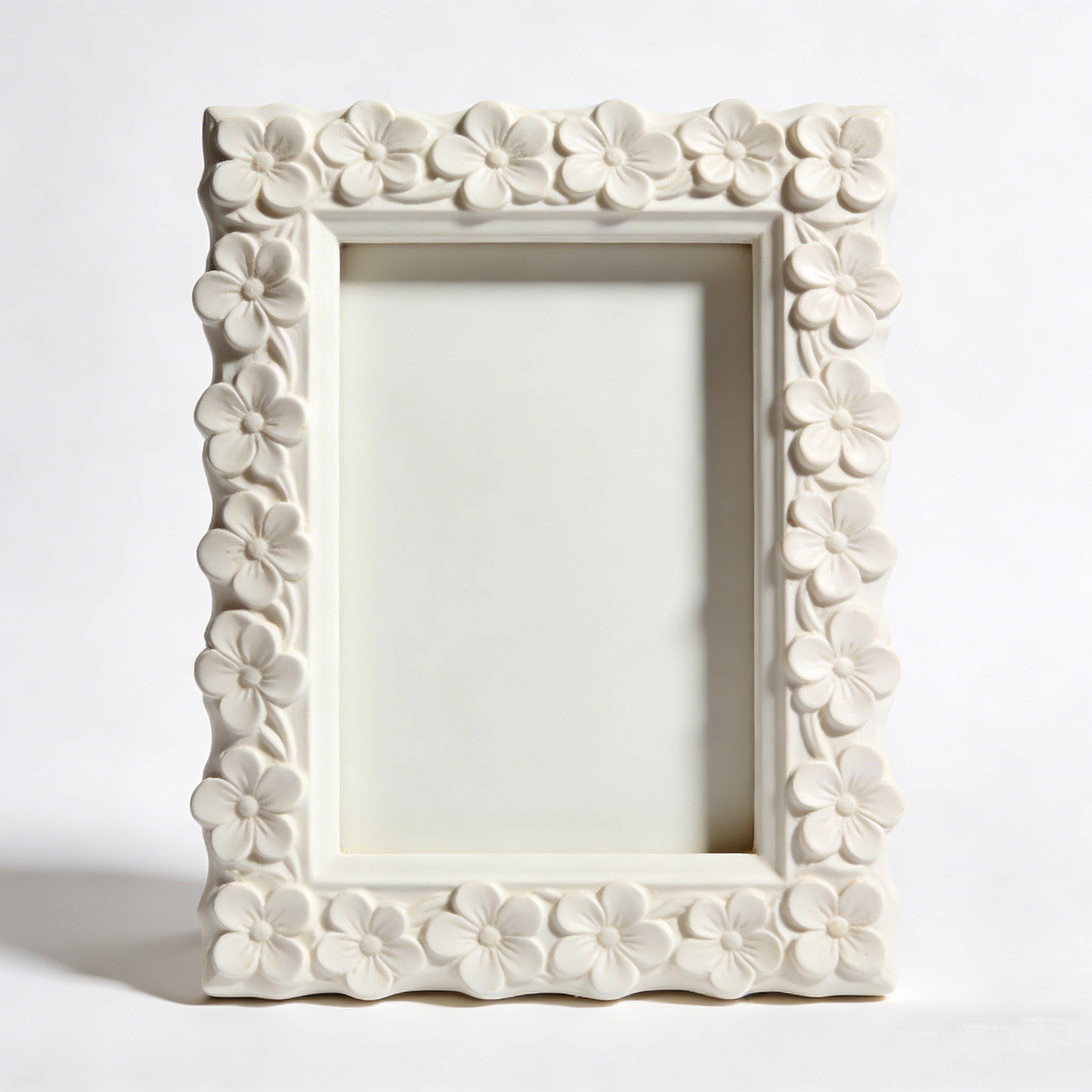 3D Flower Relief White Photo Frame