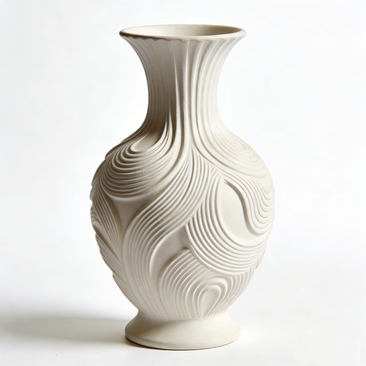 Plain White Flowing Wave Relief Yuhuchun Vase