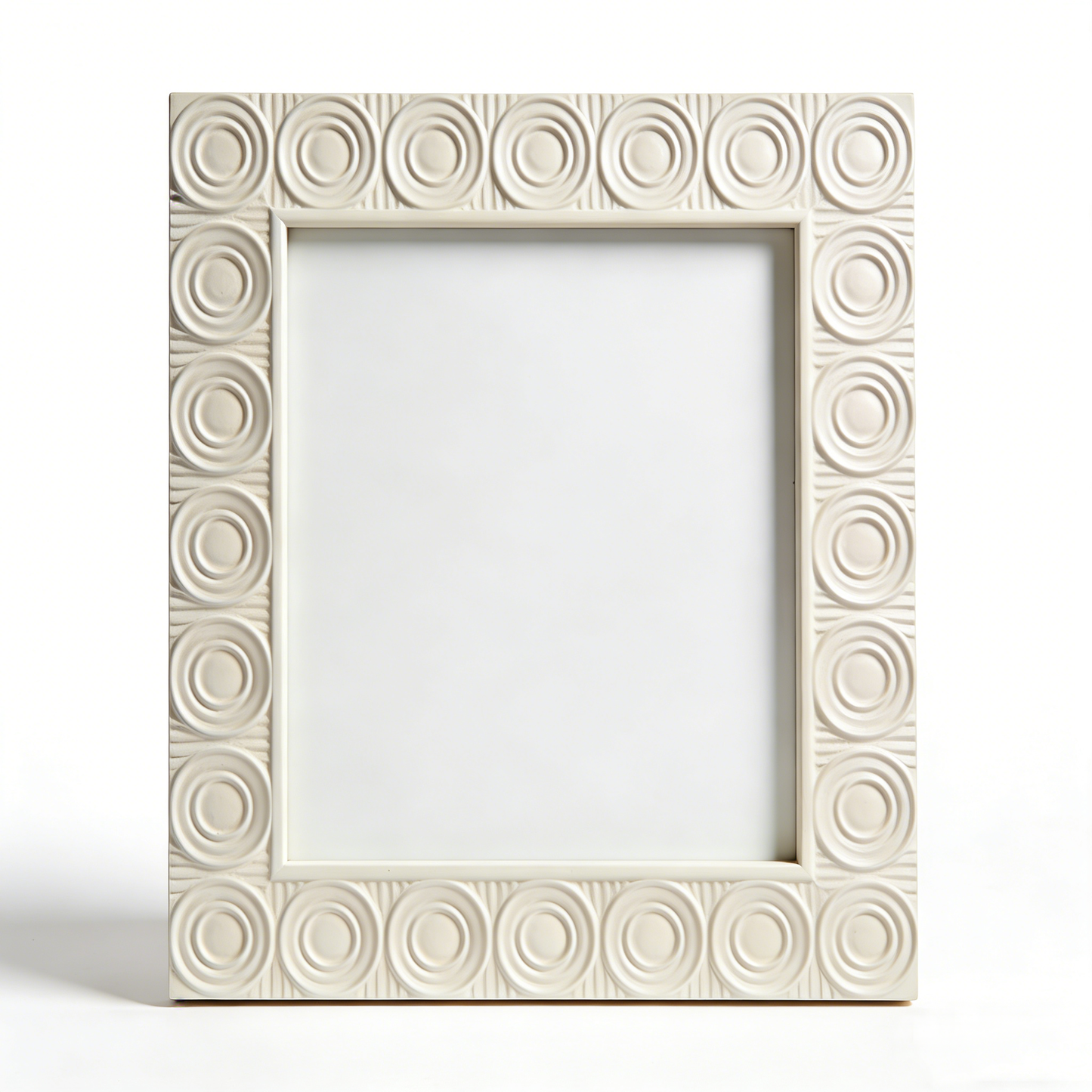 Retro Concentric Circle Relief White Photo Frame