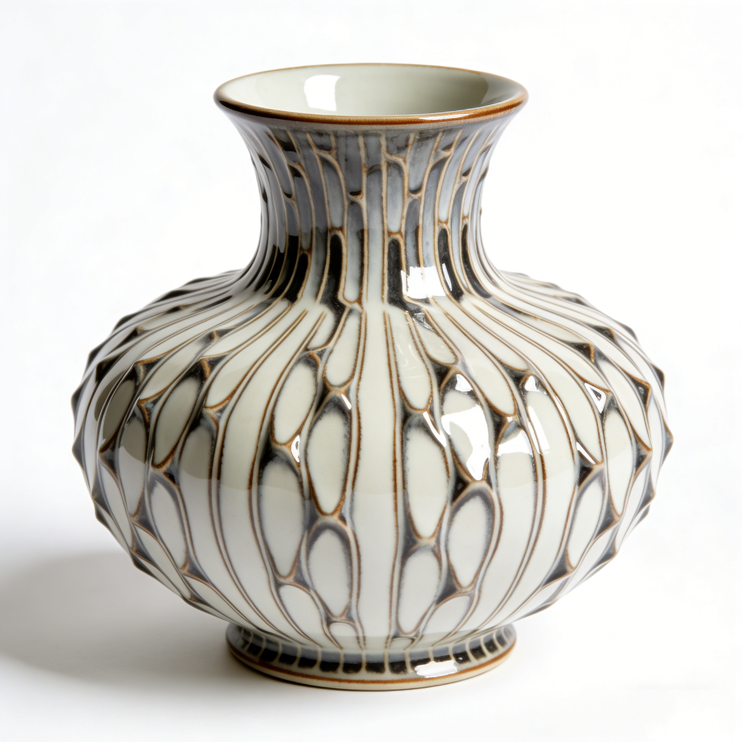 Ink Vein White Glaze Lantern Vase