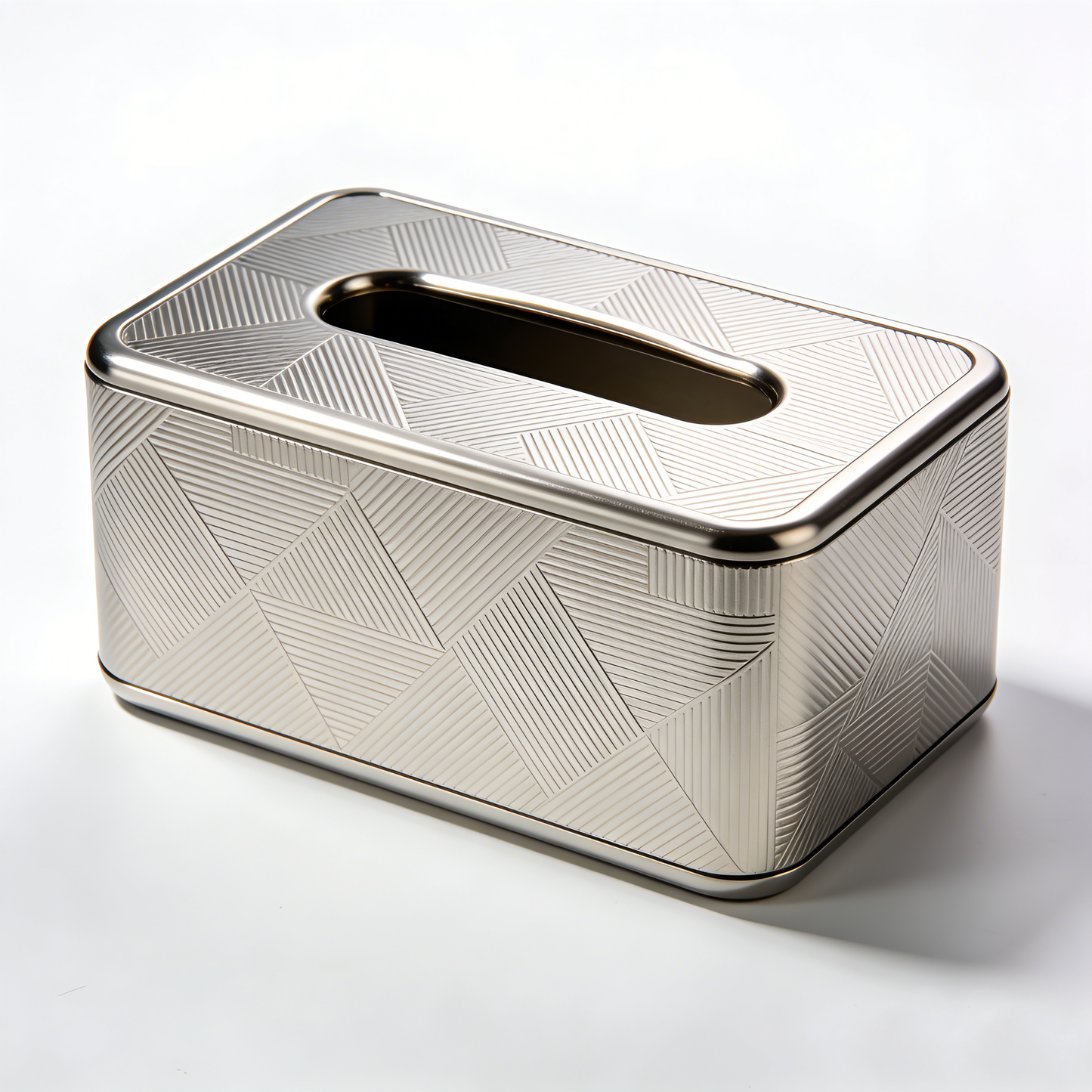 Metal Brushed Geometric Pattern Tissue Box