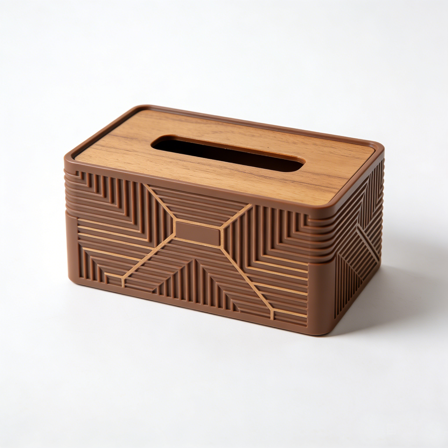 Vintage Wood Geometric Embossed Tissue Box
