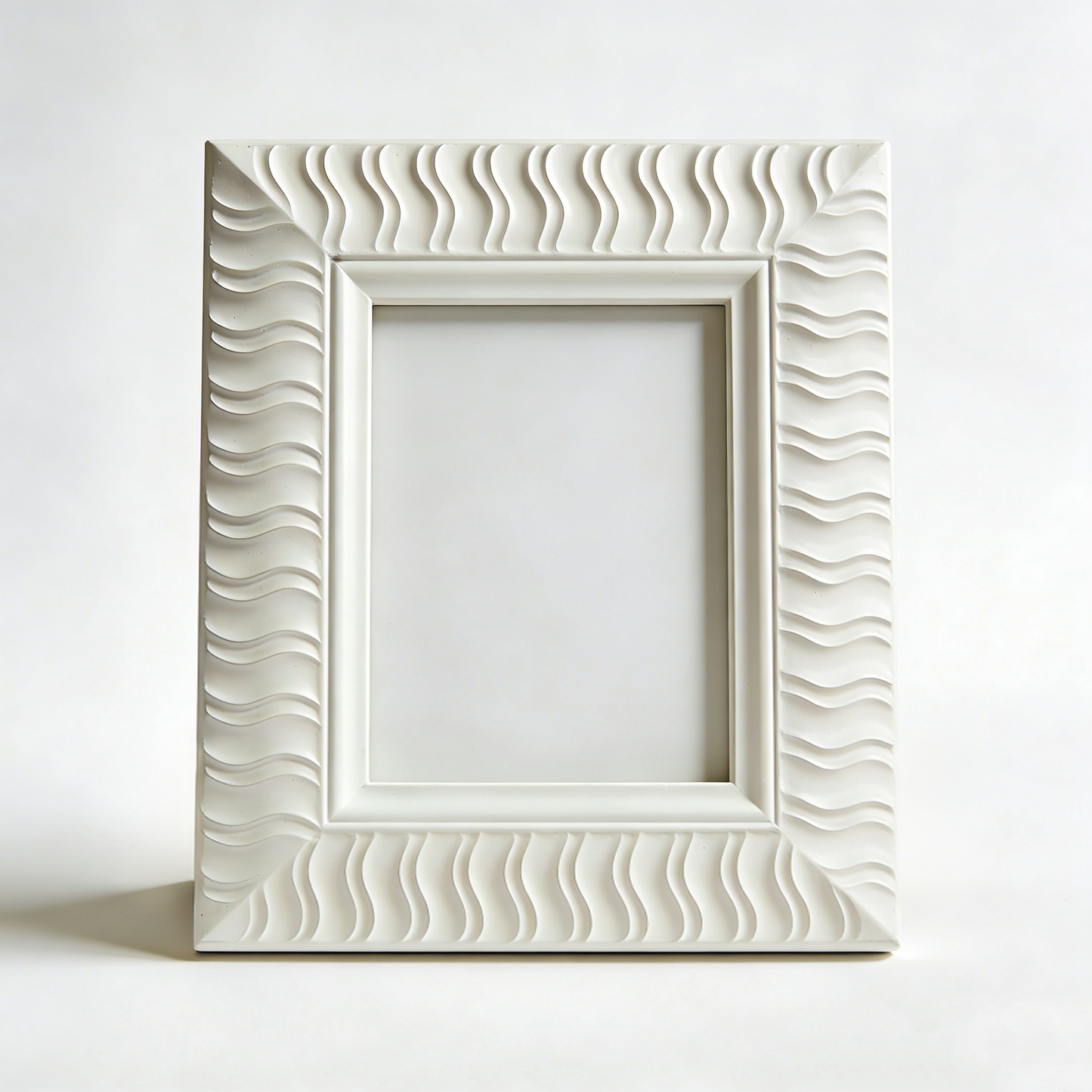 Wave Pattern Relief White Photo Frame