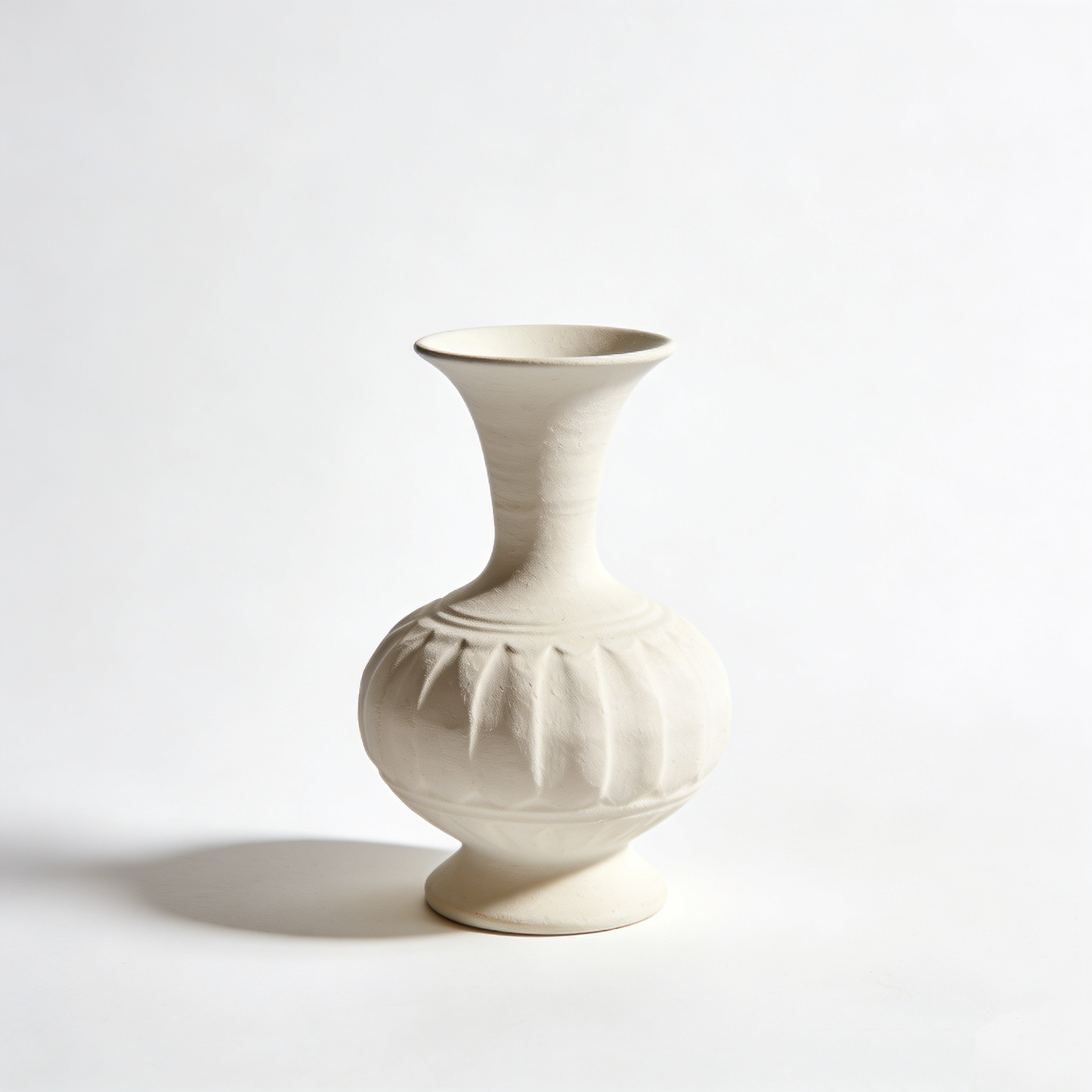 Minimalist Plain Melon Ridge Pattern Rough Pottery Vase