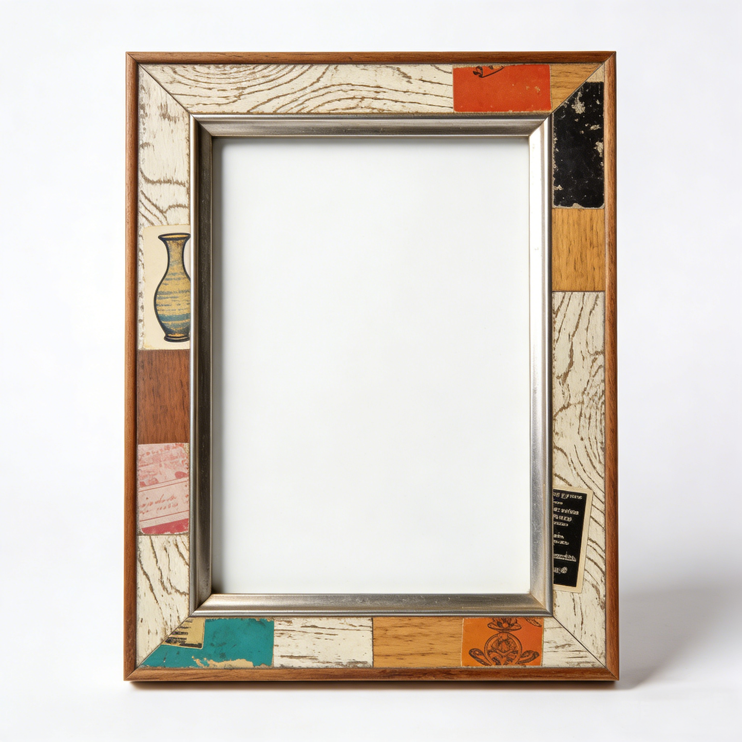 Retro Patchwork Wooden Photo Frame