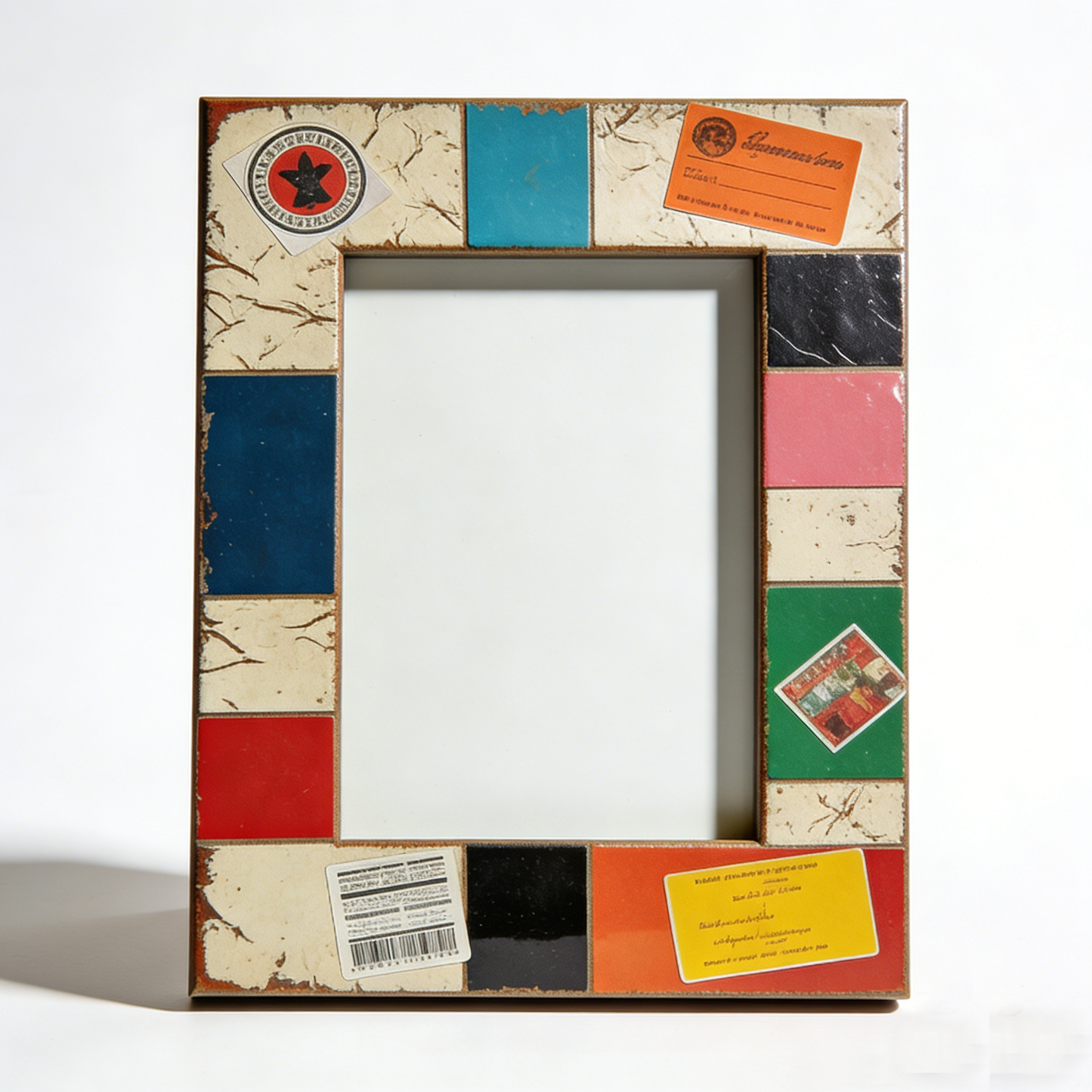 Retro Label Patchwork Contrast Color Photo Frame