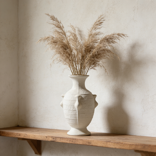 Rough Pottery Texture Four-Lug Retro Vase