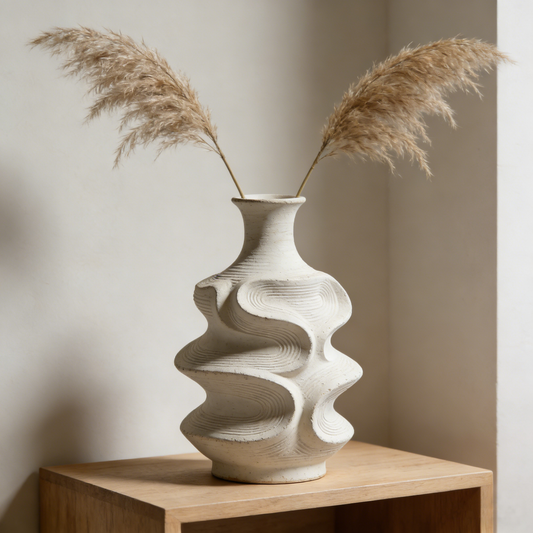 Flowing Wave Texture Ceramic Art Vase