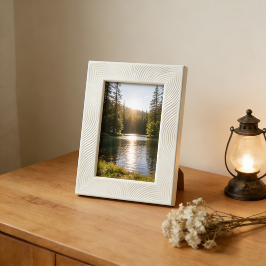 Radial Wave Relief White Photo Frame