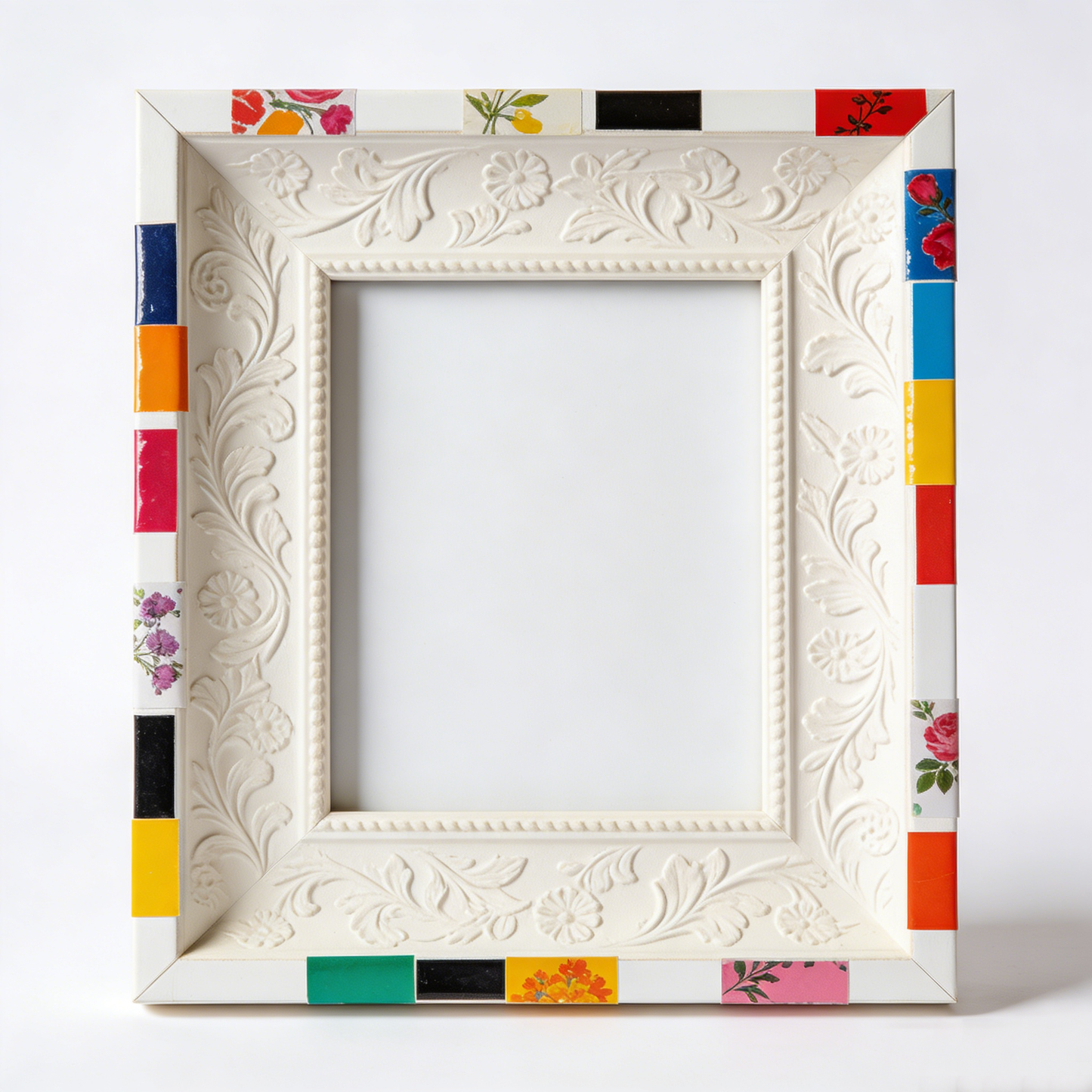 Colorful Patchwork Floral Relief Photo Frame