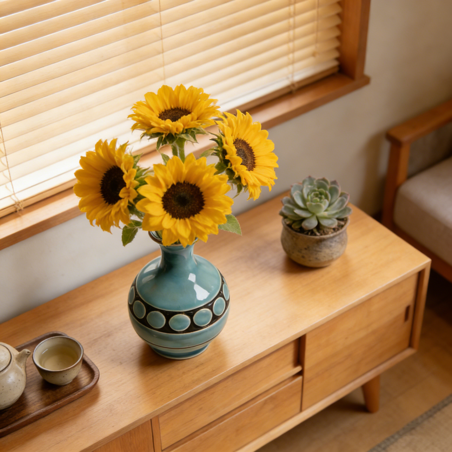 Turquoise Polka Dot Vase