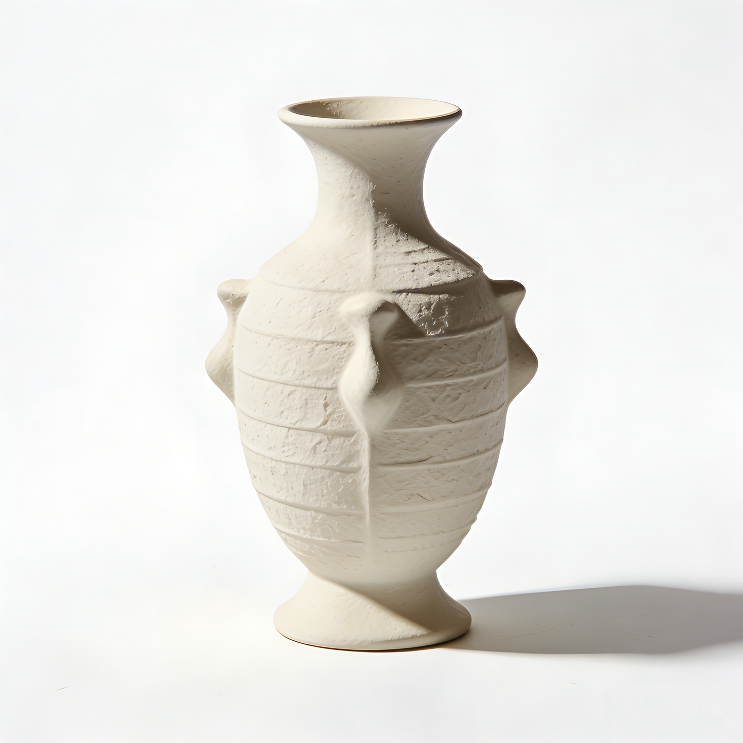 Rough Pottery Texture Four-Lug Retro Vase