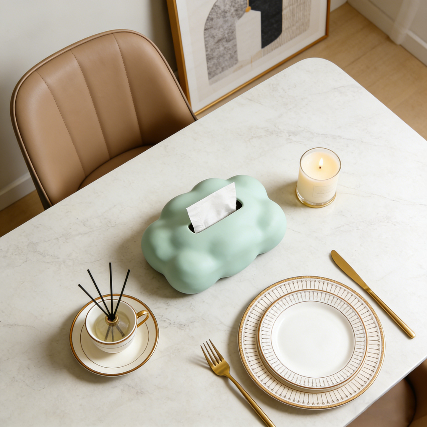 Mint Green Cloud Tissue Box