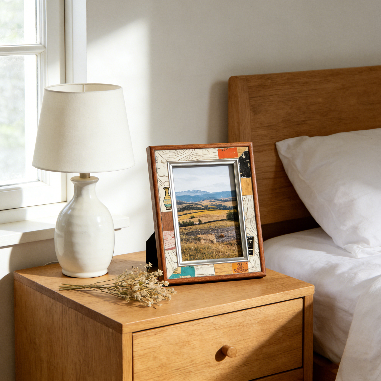 Retro Patchwork Wooden Photo Frame