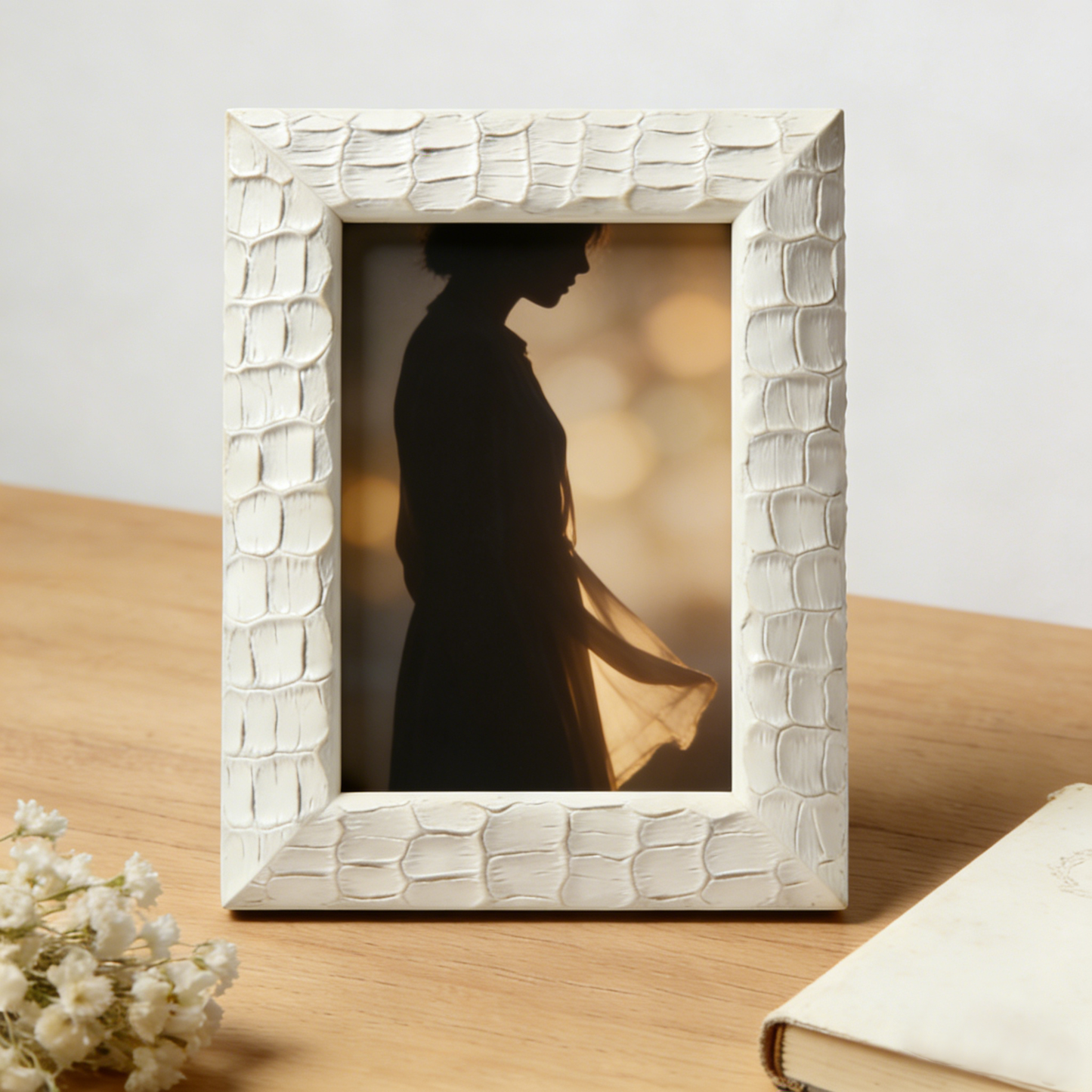 Stone Texture Imitation White Photo Frame