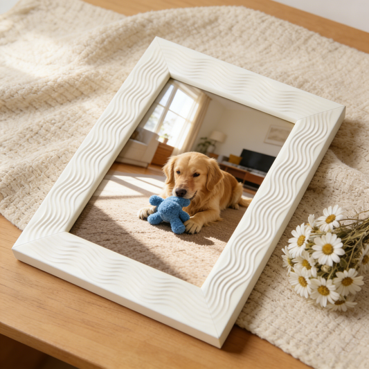 3D Wave Pattern Relief White Photo Frame