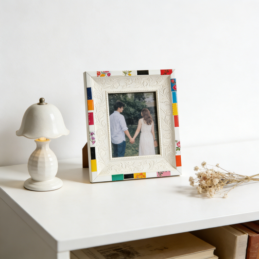 Colorful Patchwork Floral Relief Photo Frame