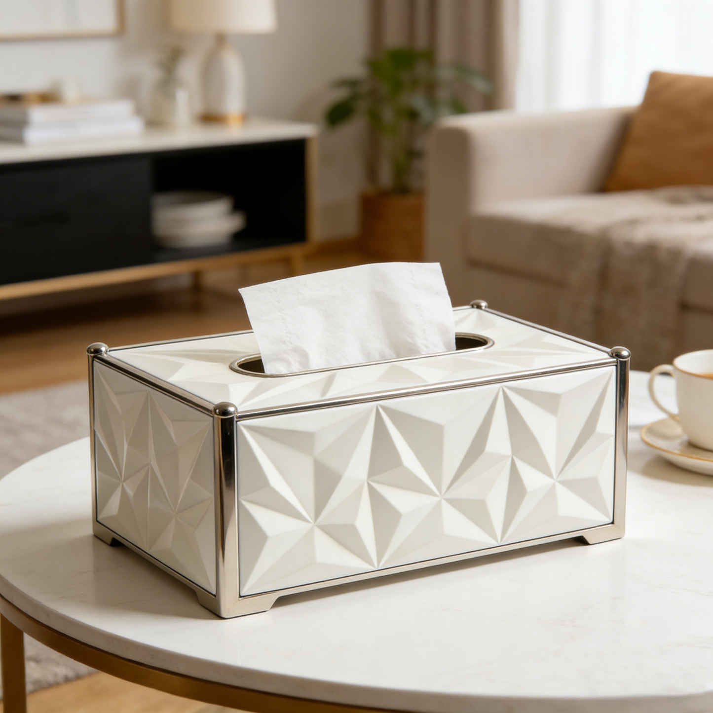 Diamond Pattern Trimmed Light Luxury Tissue Box