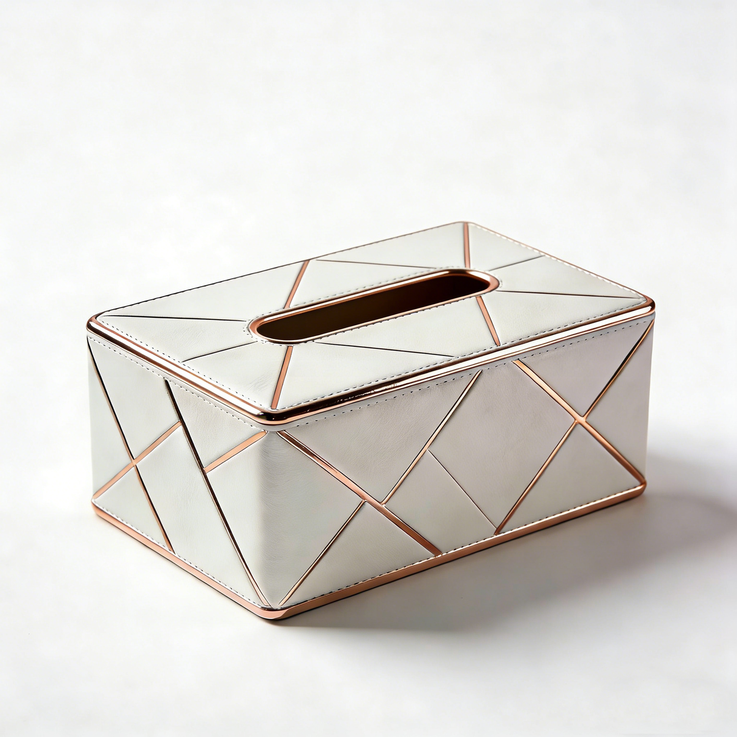 Luxury Leather Tissue Box with Rose Gold Trim