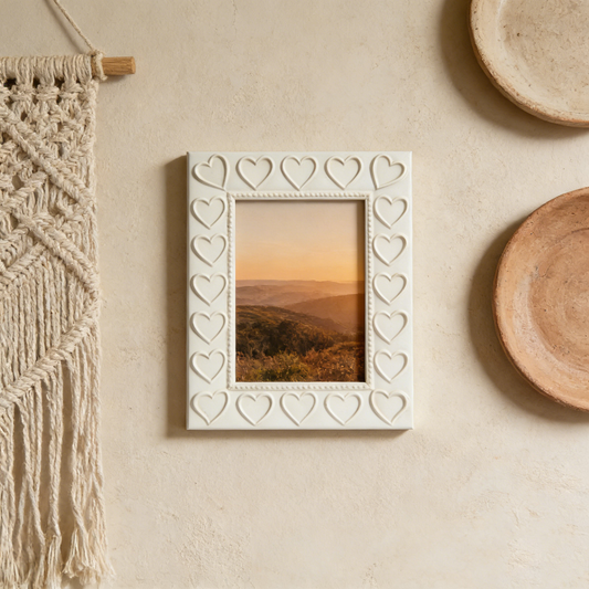 Heart Relief White Photo Frame