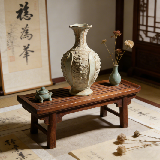 Retro Carved Celadon Display Vase