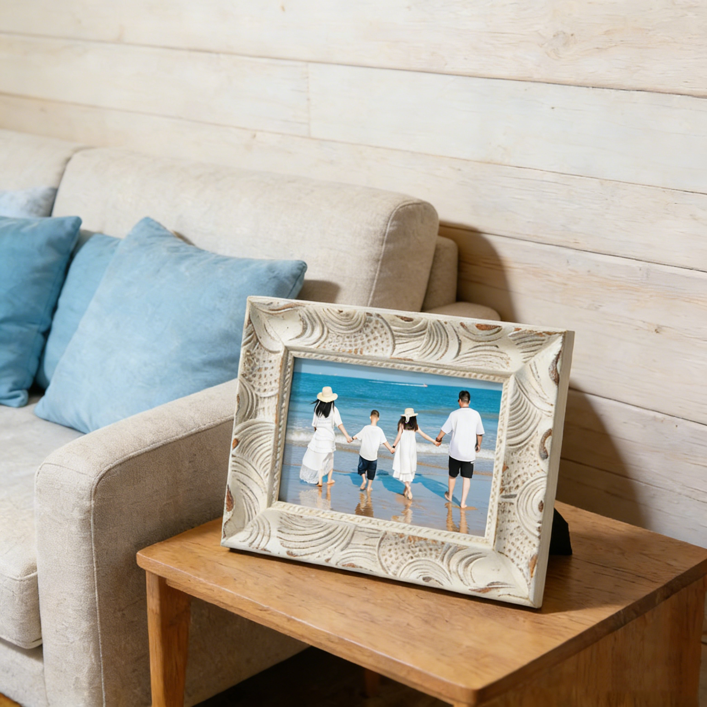 Retro Vintage Wave Relief Wooden Photo Frame