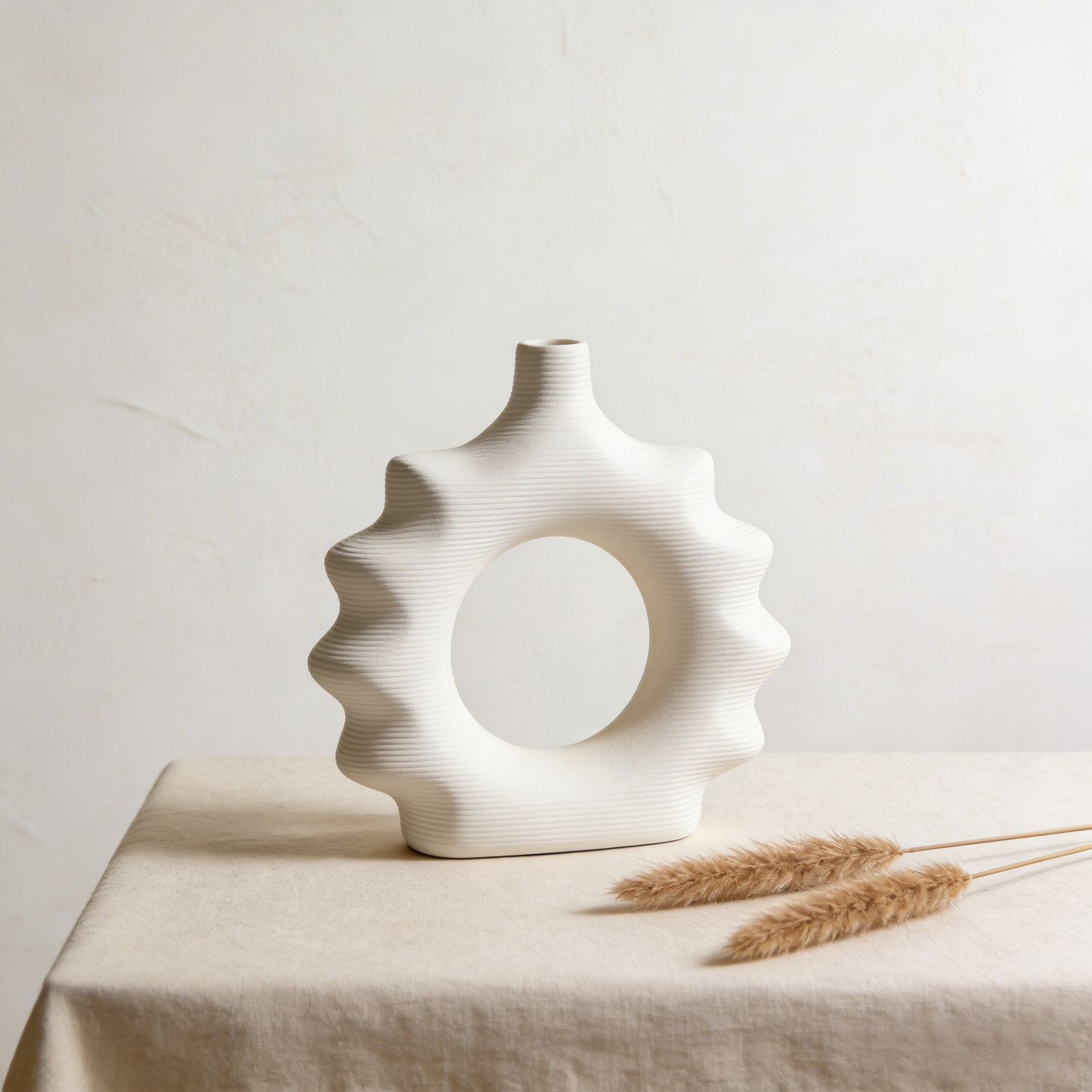 Minimalist Gear-Patterned Ring Art Vase