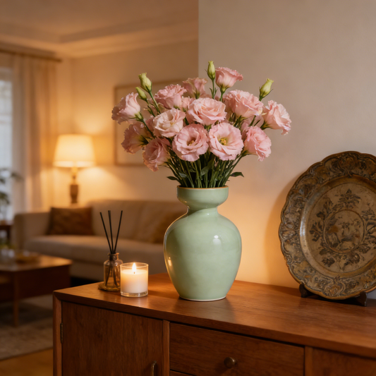 Pale Green Glazed Ceramic Vase